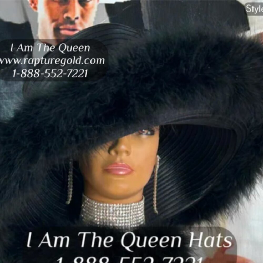 Women Church Hat, Luxury Wide Brim feather Trim Hat (Black, Red, White, Purple)